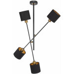 Lampe suspension plafonnier tissu mtallique 4 flammes lampe de salle  manger, spot couleur or noir, ...