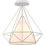 Norcks - lampe � suspension r�tro vintage en forme de diamant 25cm (blanc) plafonnier industriel en m�tal ...