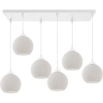 Lampe � suspension riffle blanche 6 abat - jour plats blanc boule e27