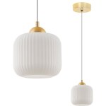 Lampe � suspension riffle gold 1 plaque abat - jour cylindre blanc e27