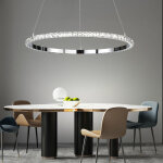 Lampe  suspension salon suspension lampe  led cristal rglable en hauteur, aspect cristal gradateur ...