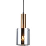 Italux sardo - suspension moderne en laiton � 1 lumi�re avec verre, abat - jour fum�, e27