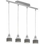 Lampe  suspension pour table  manger lampe  suspension  4 flammes, mtal chrom textile gris, 4x ...