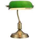 Lampe � poser lampe de table lampe de banquier lampe de banquier bureau laiton vert e27
