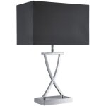 Lampe de table club x base, argent satin�, abat - jour rectangulaire noir