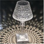 Lampe de table en cristal sans fil rechargeable usb tactile 3 voies 28x12cm