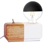 Lampe de table d�co en bois naturel blanc e27 lampe � poser compatible led