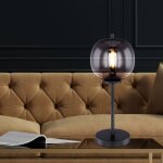 Globo - lampe de table design lecture lampe de bureau �clairage couloir globe de verre de fum�e noire ...