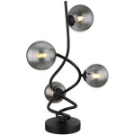 Lampe de table globe, abat - jour en verre fum� noir mat, 4 ampoules g9 3 000 k