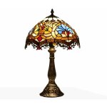 Fumagalli - lampe de table d'inspiration tiffany avec mosaque florale en