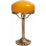 Lampe de table en laiton avec abat - jour orange dans le style art nouveau h:28 cm - bronze clair brillant, ...