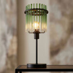 Lampe de table led barres de verre vert clair lampe de chevet verre classique lampe de table noir - mat, ...