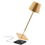 Zafferano - lampe de table led poldina pro glossy gold, rechargeable et dimmable avec une autonomie allant ...