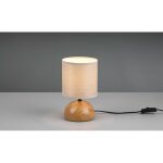 Lampe de table lumi�res base demi sph�re effet bois avec trio d'abat - jour beige eclairage
