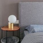 Lampe de table moderne en forme de globe dor�, lampe de bureau vintage avec base en m�tal pour abat - ...