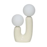 Lampe de table organique c�ramique beige et verre blanc h 31cm - deva