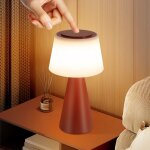 Lampe de table � piles lampe de chevet led - 3600mha lsans fil lampe tactile � intensit� variable avec ...