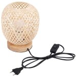Lampe de table rotin style japonais pour chevet et bureau avec prise europ�enne