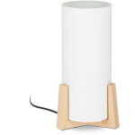 Lampe de table socle bois lampe de chevet abat - jour blanc tissu design vintage, hxd: 33 x 15 cm, blanc ...