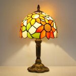 Lampe de table de style tiffany, lampe de chevet avec abat - jour en verre tournesol, adapt�e pour chambre ...
