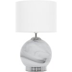 Beliani - lampe de table  poser en verre effet marbre et abat - jour en tissu blanc e27 max 40w clairage ...