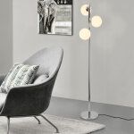 Lux. pro lampadaire métal verre douille 3 x e14 154 cm chrome blanc Lux. pro lampadaire métal verre douille 3 x e14 154 cm chrome blanc