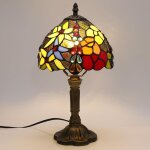 Lampe � poser tiffany vintage en vitrail 37cm ? abat - jour en verre d�coratif ? compatible e27 ? pour ...