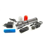 Lampe torche led 3 w rechargeable, zoom, stroboscope, 2 diffuseurs bl - 901