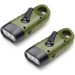 Lampe torche solaire rechargeable(lot de 2), led lampe durgence � dynamo manivelle flashlight avec mousqueton ...