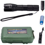 Lampe torche t6 en alliage d'aluminium � lumi�re blanche puissante + batterie 18650 + chargeur universel ...