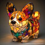 Lampe en vitrail animal - lampe chat en vitrail vintage veilleuse de chevet en forme d'animal faite � ...