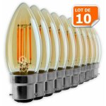 Lot de 10 ampoules led flamme filament dor� 4 watt (�q. 42 watt) culot b22