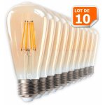 Lot de 10 ampoules led style vintage teardrop st64 dor� 7 watts blanc tr�s chaud culot e27