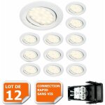 Lot de 12 spot led orientable blanc avec ampoule gu10 230v eq. 50w, blanc chaud