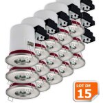 Lot de 15 support de spot bbc etanche ip65 inox 87mm avec douille gu10 automatique ref. 830