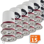Lot de 15 support de spot bbc orientable alu bross 100mm avec douille gu10 automatique ref. 819