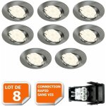 Lot de 8 spot led encastrable complet orientable alu bross avec ampoule gu10 230v 5w, blanc neutre