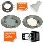 Spot led encastrable complet orientable alu bross avec ampoule gu10 230v 5w, blanc neutre
