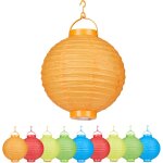 Lampion chinois led abat - jour papier lanterne boule 20 cm rond d�coration set de 100 � piles, color� ...