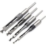Langray - jeu de 4 bdanes forets  trou carr, bdanes creux en acier outils de menuiserie set (1 / ...