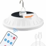 Lanterne de camping solaire 120 led avec t�l�commande, batterie rechargeable usb, lampe de camp � gradation, ...