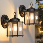 Lanterne murale d'ext�rieur, appliques murales �tanches pour porte d'entr�e, noir avec abat - jour en ...