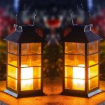 Lanterne solaire exterieur jardin 2 pi�ces lampe solaire exterieur avec effets de flammes ip44 imperm�ables ...