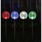 Lanterne solaire inox 56cm, globe craquel� lum�re blanche ou multicolore, id�ale bordures & massifs