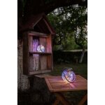 Lanterne solaire � poser ou suspendre, verre effet craquel�, lumi�re multicolore, ambiance f�erique.