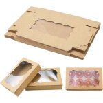 Largeight - lot de 20 boite papier kraft marron avec fen�tre transparente boite gateau 17, 8 x 11 x 3, ...