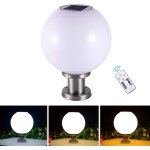 Led lampe pilier portail solaire exterieur, lampadaire de jardin boule ronde sans fil, terrasses et patio ...