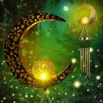 Led solaires carillons �oliens pour jardin, carillons de vent de lune lampes solaires d'ext�rieur en ...