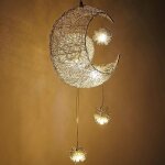 Led suspension luminaire moderne lustre lune �toiles lumi�re plafonnier avec 5 ampoules �25cm lumi�re ...