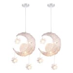 Led suspension luminaire moderne lustre lune �toiles lumi�re plafonnier avec 5 ampoules �25cm lumi�re ...